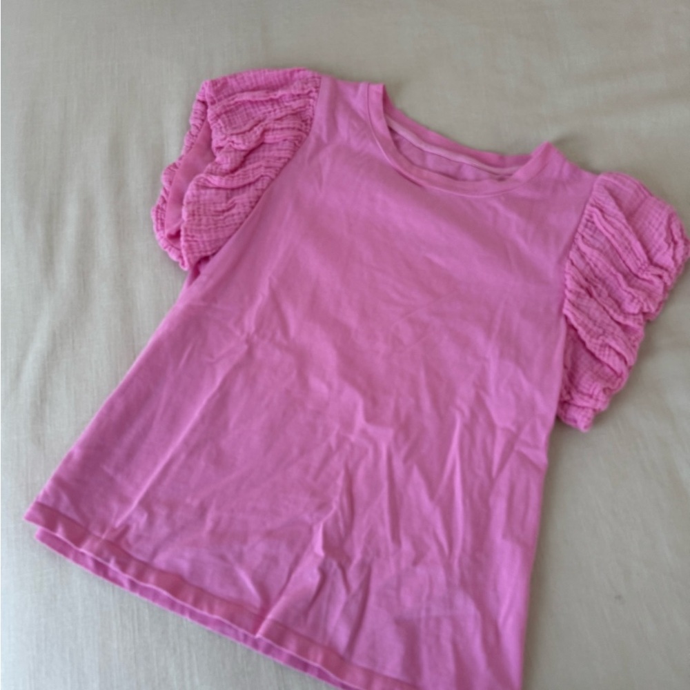 Pink Ruffled Sleeve Top